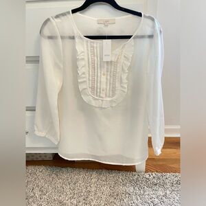 LOFT sheer white blouse